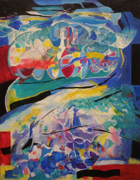 第59回光陽展　委員作品_吉永 ます子　楽園に遊ぶ　(油彩)　F50