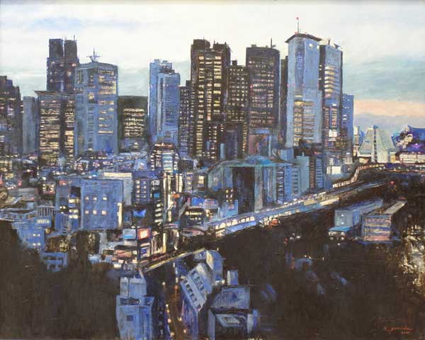 第61回光陽展　委員　山田 敬三 　西新宿夕景　油彩　(F100)