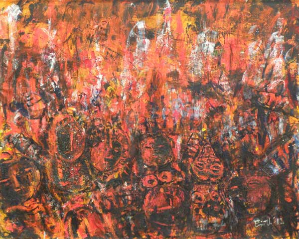 2013年4月　第61回光陽展　会員奨励賞：鈴木 栄重　野やき　（油彩）　F100