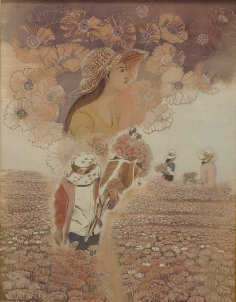 2013年4月　第61回光陽展　会員奨励賞：芹澤 珠代　光と風の花堤　（染色）　F50