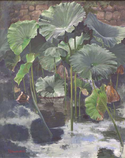 2013年4月　第61回光陽展　新人奨励賞：澤﨑 豊子　蓮・光をあびて　（油彩）　F50