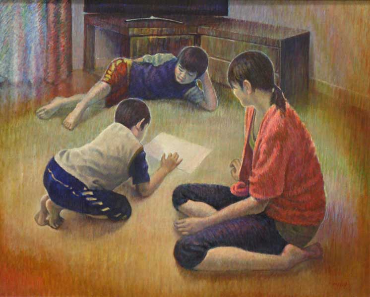 2013年4月　第61回光陽展　新人奨励賞：寺田 美志雄　無心　（油彩）　F100