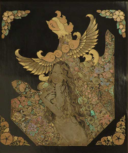 2014年4月　第62回光陽展　会友奨励賞　菊池 保裕　[ 会友 ]　鳳凰図　（漆絵） F20
