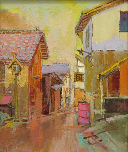 2014年4月　第62回光陽展　第1回小品作品展　小品努力賞　地﨑 陽一　裏通りの陽射し　（油彩） F8