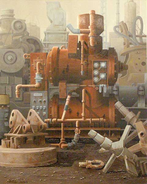 2016年4月　第64回光陽展　鷲田新太賞　岩井 美枝子　[ 会員 ]　SCRAP   MACHINES　（油彩） F100
