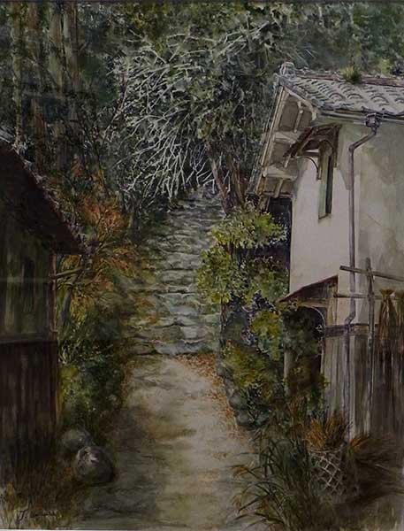 2016年4月　第64回光陽展　新人奨励賞　上村 豊子　[ 一般 ]　深閑   ・山里にて　（水彩） F50