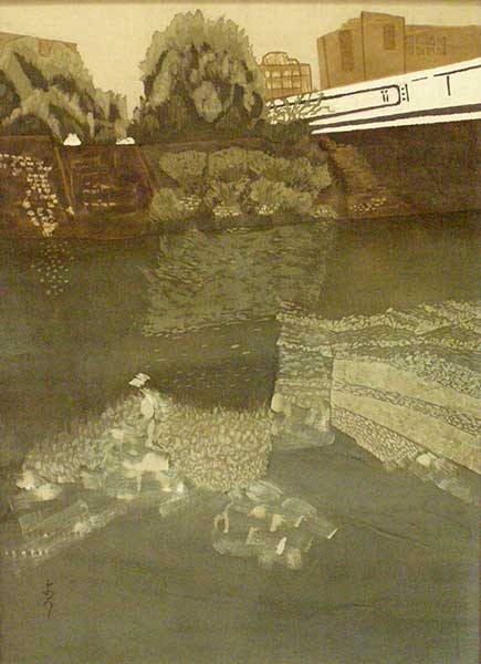 2017年4月　第65回記念 光陽展　委員　相原 容子　雨　…　水模様　（染色） 変100