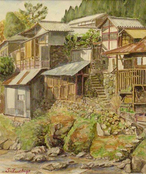 2017年4月　第65回記念光陽展　小品努力賞　土屋 祥二　[ 小品部門 ]　川のある暮し（鞍馬）　（水彩） F8