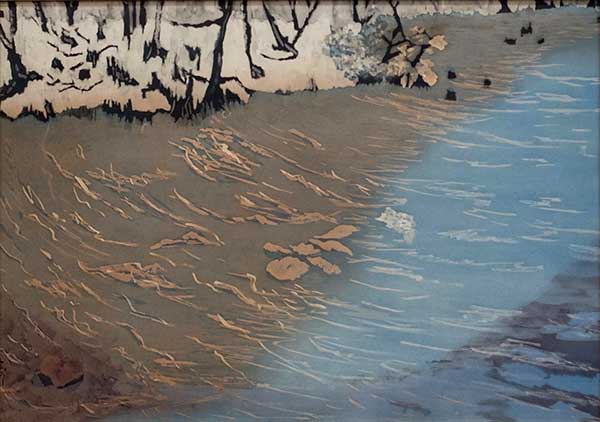 2018年4月　第66回 光陽展　委員　相原 容子　　南佐久・白駒池　（染色画）　変50