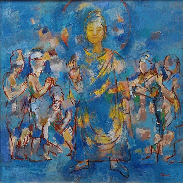 2018年4月　第66回 光陽展　委員　加藤 瑞恵　　祈り　（油彩）　S100