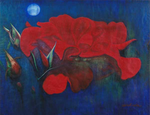 2018年4月　第66回 光陽展　委員　疋田 孝吉　　夜薔薇の精　（水彩）　F80