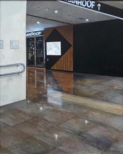 2018年4月　第66回 光陽展　委員　山下 久枝　　夜更けのターミナルビル　（油彩）　F100