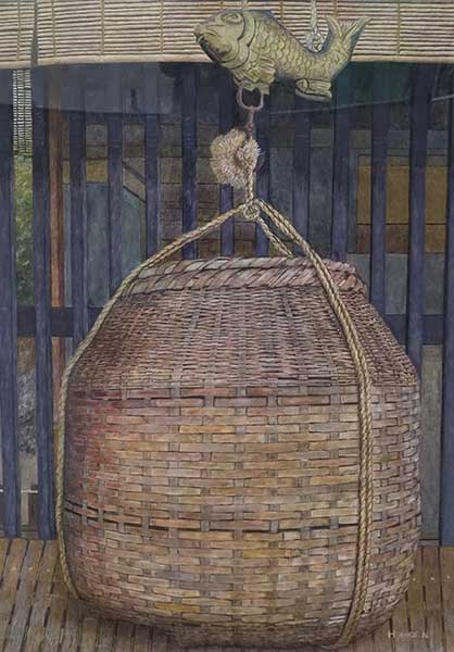 2018年4月　第66回光陽展　新人奨励賞　西川　秀子　[一般]　　商い中　（水彩）変50