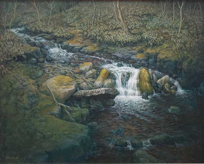 2019年4月　第67回 光陽展　委員　岡本 邦治　　深山待春　（油）　F100