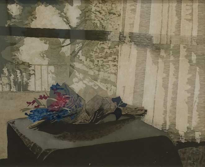2019年4月　第67回 光陽展　名誉委員　相原 容子　　斜光　（染色画）　変98×82