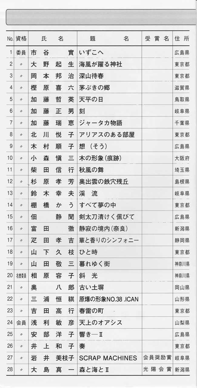 第67回光陽展　広島準本展　出品目録　02