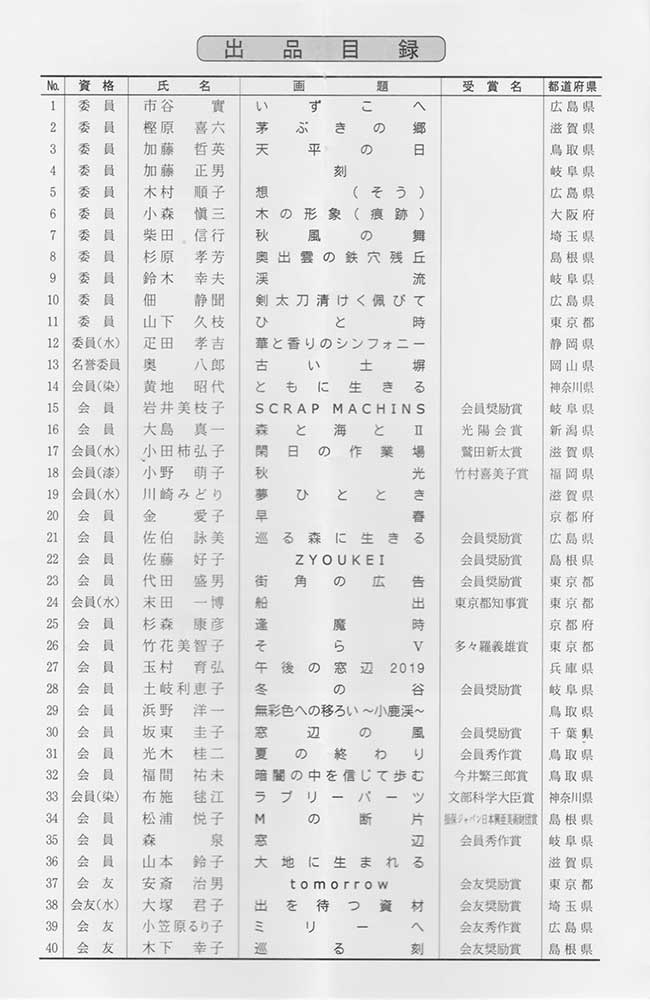 第67回光陽展　京都準本展　出品目録　02