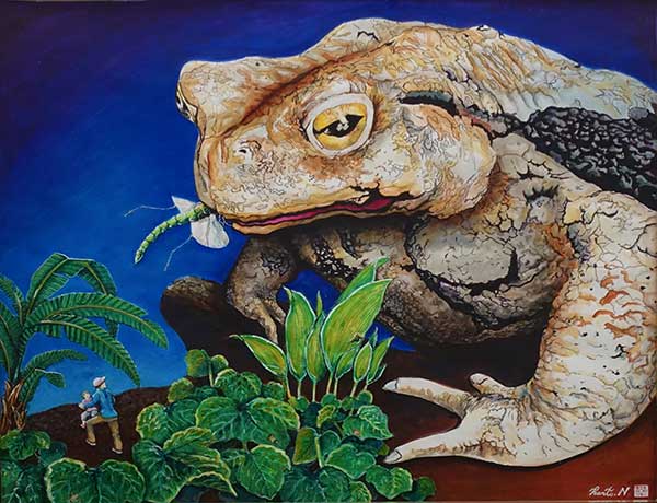 2019年4月　第67回光陽展　会友秀作賞　京極 声輝　[ 会友 ]　巨大なガマガエル　（水） F100