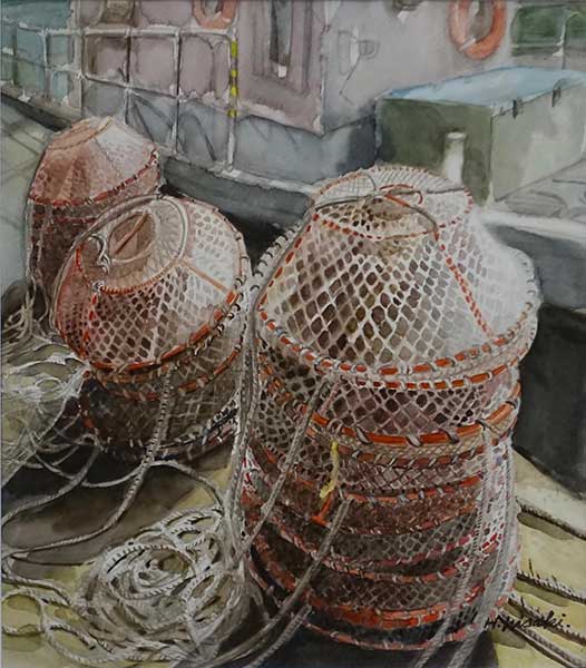 2019年4月　第67回光陽展　小品佳作賞　久木 ひろ美　[小品部門]　　漁具たち　（水）F8
