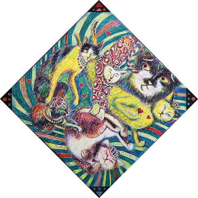 2020年4月　第68回 光陽展　　大野 起生　猫の楽園　（油）　S100