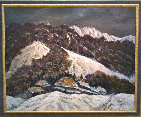 1984年　第32回光陽展　雪解けを待つ民家（F100）